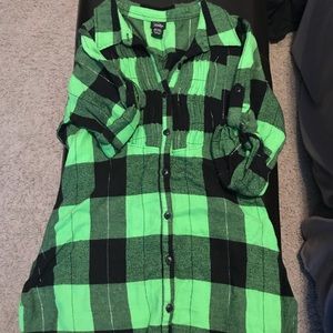 Fluorescent green and black tunic top
